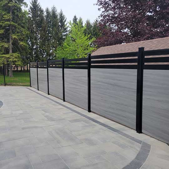 Horizontal Chai Grey Vinyl Fence - Barrie Fence